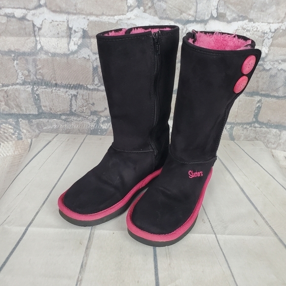 Sketchers Glamslam Button Beauties  Black Pink Size 1 - Picture 6 of 16